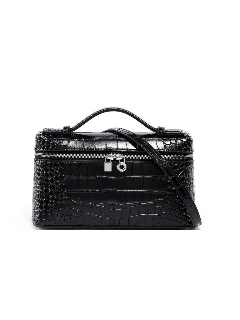 Сумка из натуральной кожи с крокодиловым узором - маленькая сумка-ланч-бокс из коровьей кожи для женщин, 2024 г.