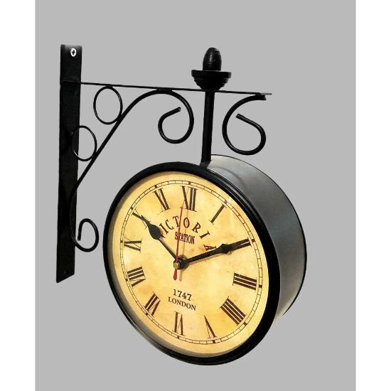 Antique Marine 6" Wall Hanging Clock / Vintage Style Black Finish Victoria Double Sided Station Clock / Wall Decor/ Nautical Gift Home Decor