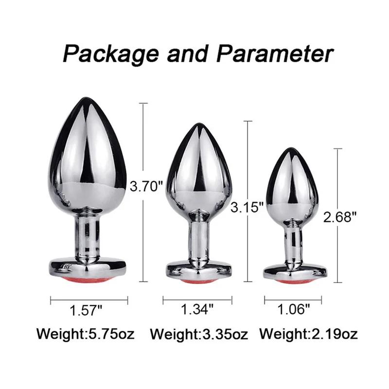 3PCS S/M/L Metal Anal Plug Butt Plug Sex Toy Butt Toy for Women Men Couples Adult Game Masturbator Anal Diamond Sex Shop 18+