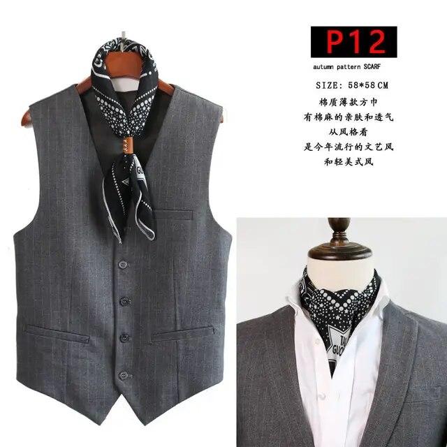 Cotton and Linen Men's Artistic Retro Scarf Korean Spring Autumn Winter Scarf Hip Hop Street Style Scarf Small Square Towel