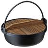 Ishigaki Irori Pot, Black, 17cm, with Wooden Lid, Gas/IH Compatible, Cast Iron, 3984