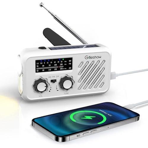 Greeshow Аварийное Солнечное Радио с Рукояткой AM/FM/SW со Светодиодным Фонариком Сигналом SOS Power Bank 2000 мАч