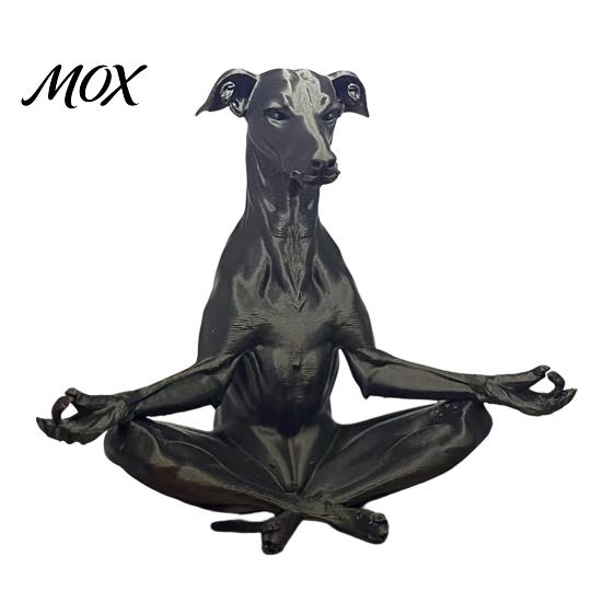 Contemporary Black Dog Figurine 3D Printed Meditating Statue, Zen Sitting Puppy for Stress Relief Novelty Items Home Decor, Creative Animal Sculpture