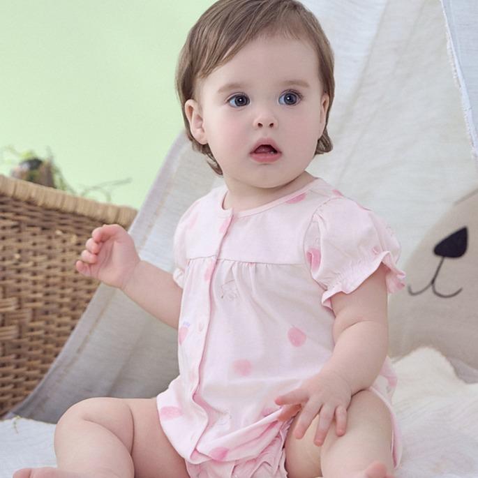 David Bella newborn crawling clothes summer clothes new female baby pure cotton short sleeved jumpsuit baby bag fart clothes