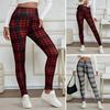 Women Pants High Elasticity Leggings Plaid Print Thickened Velvet Lining Warm Winter Bottoms Body Curve Yoga Sports Wear