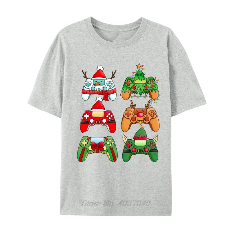 Christmas Controllers Santa Elf Gaming Snowunisex Unisex Tshirts Vintage Cotton Tees Fashion Fitness T Shirt Oversized Unisex Tshirt