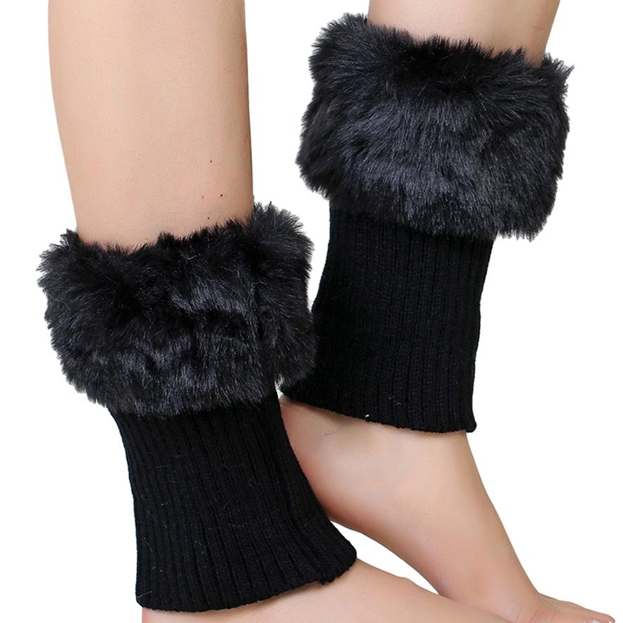 Winter Short Cuffed Wool Warm Socks Boot Cover Ladies Knitted Woolen Leggings