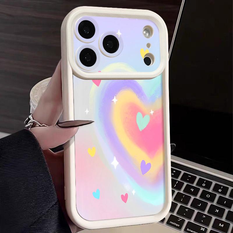 Ударопрочный чехол для телефона iPhone 17 Pro Max Чехол iPhone 16 15 14 13 Pro Max 11 17e 16e Модный принт с сердечками Мягкий силиконовый бампер