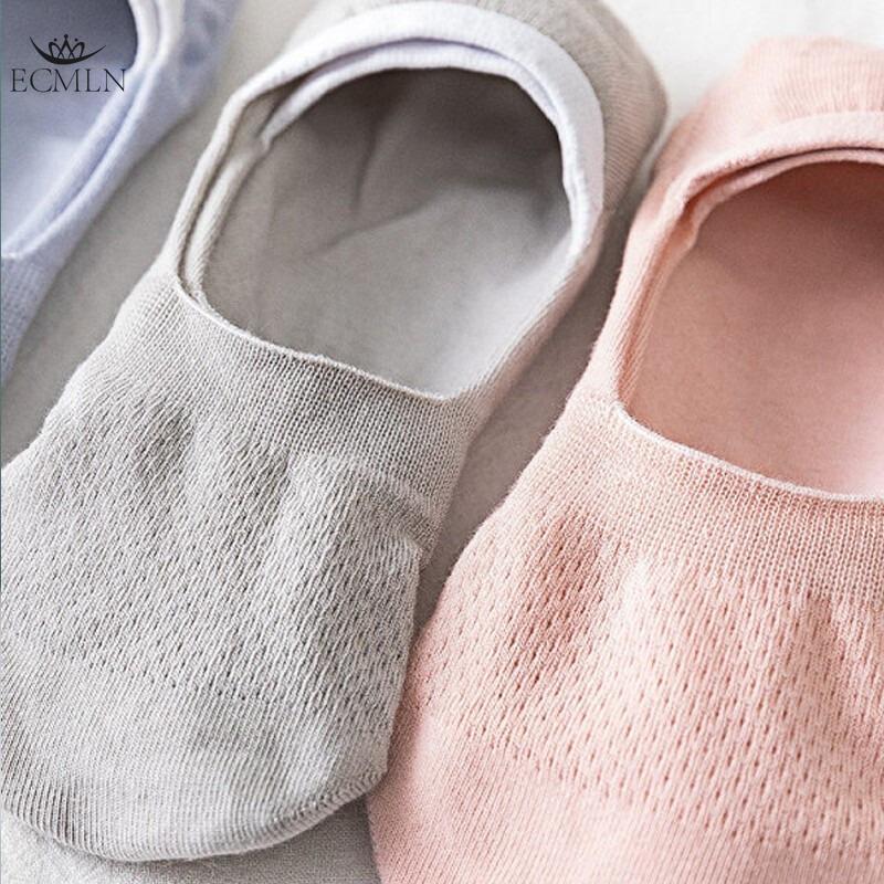 Solid Color Mesh Cotton Short Socks for Women Thin Non-falling Heels Shallow Invisible Breathable Summer Boat Socks