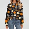 Women's Fashion Long Sleeve Shirts Loose Fitted Crewneck Basic Halloween Print Tops Casual Outfits