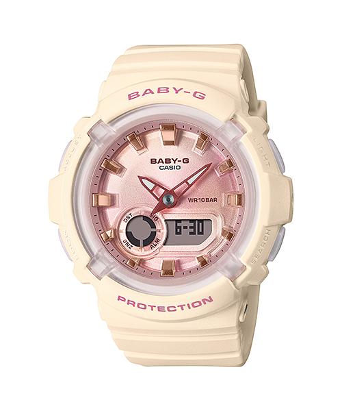 Casio Женские часы Baby-G, смола, 100 м водонепроницаемые, аналоговые, ударопрочные, кварцевые, BGA-280-4A2