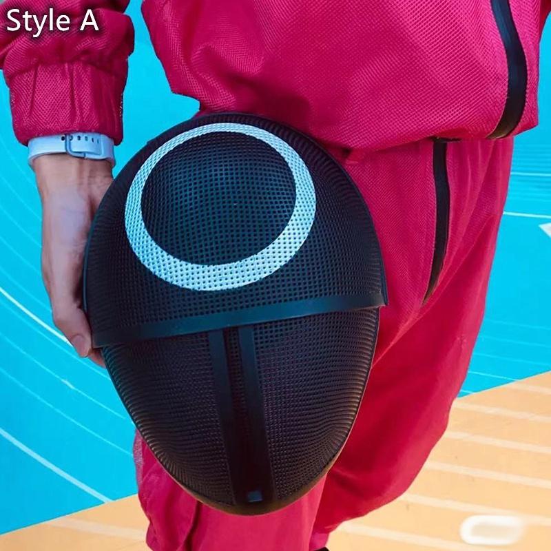 Костюм кальмара для косплея, маска, квадратный круг, треугольная одежда, маски на Хэллоуин, анфас, унисекс, костюм для вечеринки для взрослых, реквизит