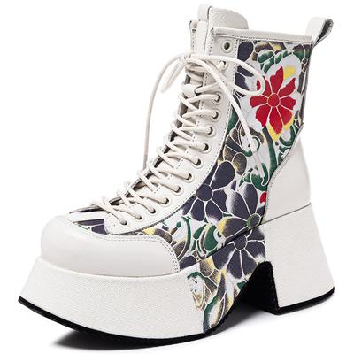 Модные женские ботильоны Chimney 8 см, модные мокасины, туфли с принтом, натуральные кожаные ботинки, осень-зима, мотоциклетные женские, осень