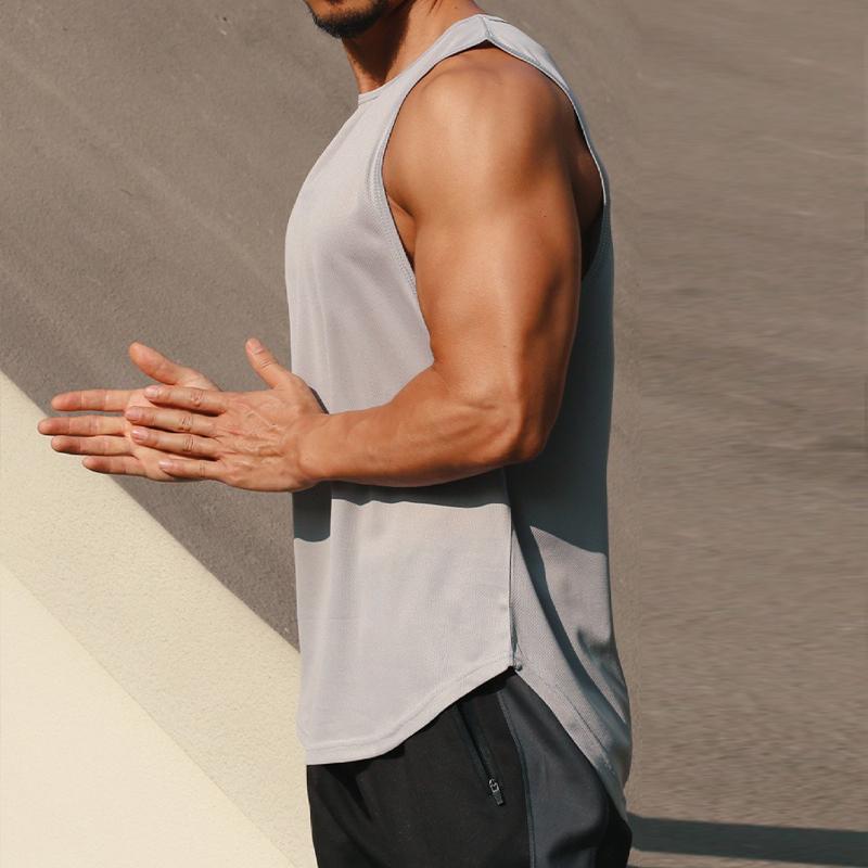 Мужская быстросохнущая спортивная дышащая майка для бега для тренировок, свободный топ без рукавов для фитнеса