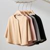 Women Shawl Solid Color Button Closure Autumn Winter Windproof Shawl Hemming Protection Loose Fit Soft Shawl Wrap