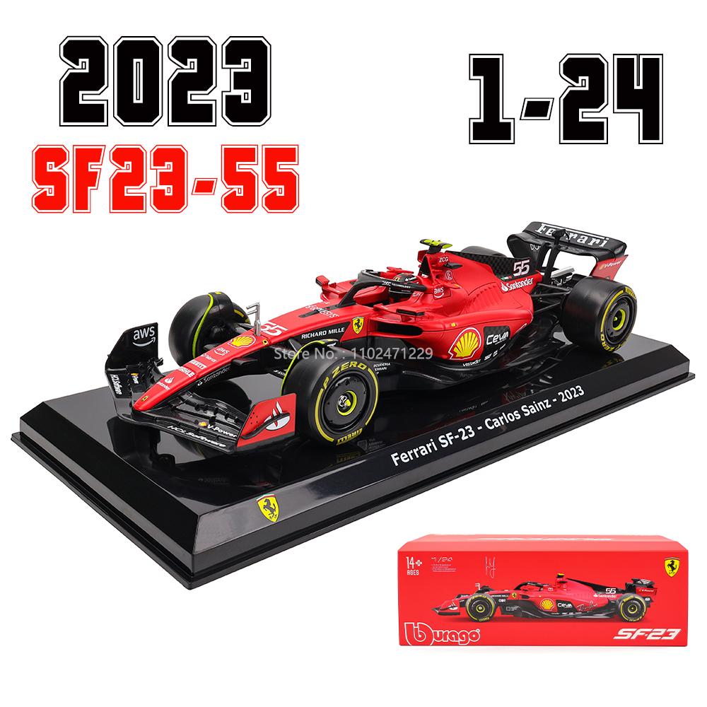 ABAJ1 Bburago 1:24 модели F1 разного стиля 2022~2025 Ferrari SF23 №16 Леклер №55 Сайнц Симуляция Модель автомобиля из сплава Изделия Декор