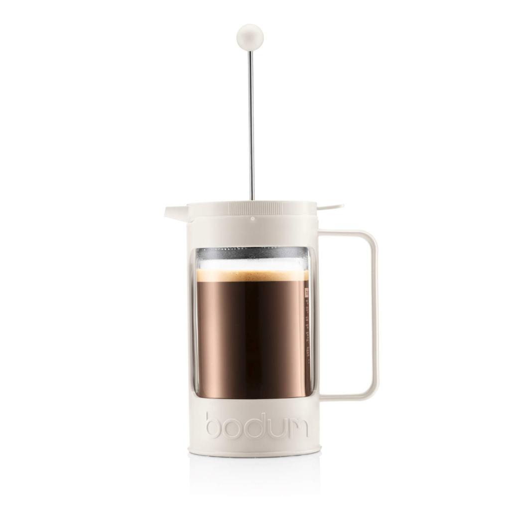 BODUM Coffee Maker Coffee Press BEAN French Press Coffee Maker 1000ml Stainless Steel Filter Glass Beaker Immersion Type Coffee Locking Lid Off-White