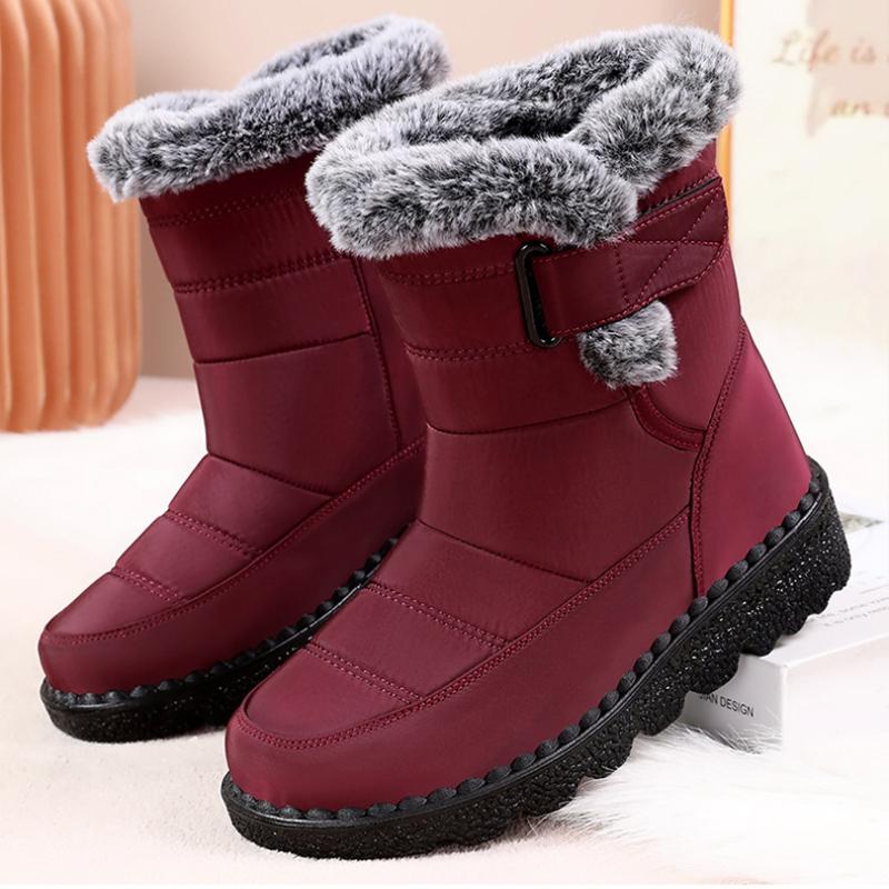 Снежные сапоги, зимние женские сапоги с плюшем и толстыми хлопковыми сапогами, полиуретановые сапоги до колена, хлопковая обувь с высоким голенищем и толстой подошвой
