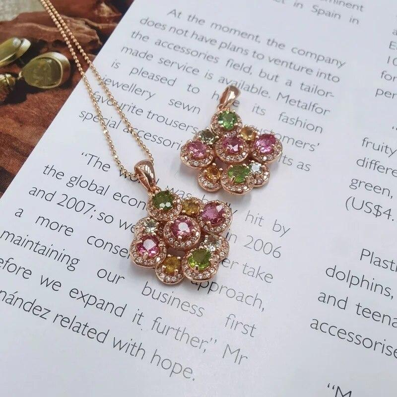 Sace Gems Ожерелья с подвеской из стерлингового серебра 925 пробы с натуральным турмалином для женщин, сверкающие ювелирные изделия, подарок на день рождения