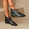 Мода Среднего каблука Женские зимние ботильоны с острым носком 2025 Зимний тренд Повседневные ботинки-кеды Челси Кожаные готические туфли-лодочки Botas Mujer