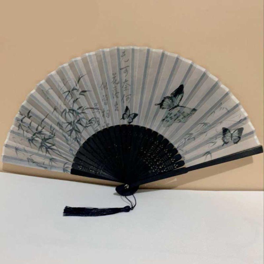 Веер для классического танца в китайском стиле, высококачественный веер с росписью тушью, новый складной веер с кисточками