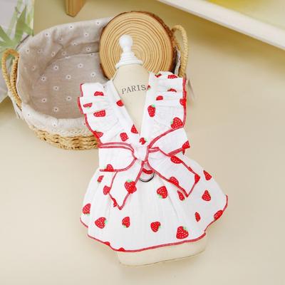 Новое платье для собаки с принтом клубники Одежда для чихуахуа Летняя юбка для щенка Прохладная милая одежда для собак Товары для животных