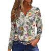 Жен. Футболка Футболка Пуговицы Цветочный принт Длинный рукав Повседневные Выходные Мода Классический Классический V-образный вырез Обычный Топ