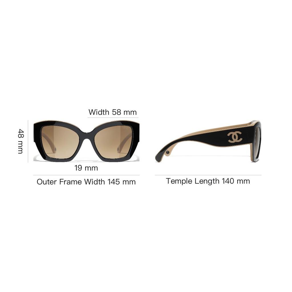 Chanel Color Block Frame Classic Logo Irregular Shape Sunglasses Unisex sunglasses Black CH6058-C534M2
