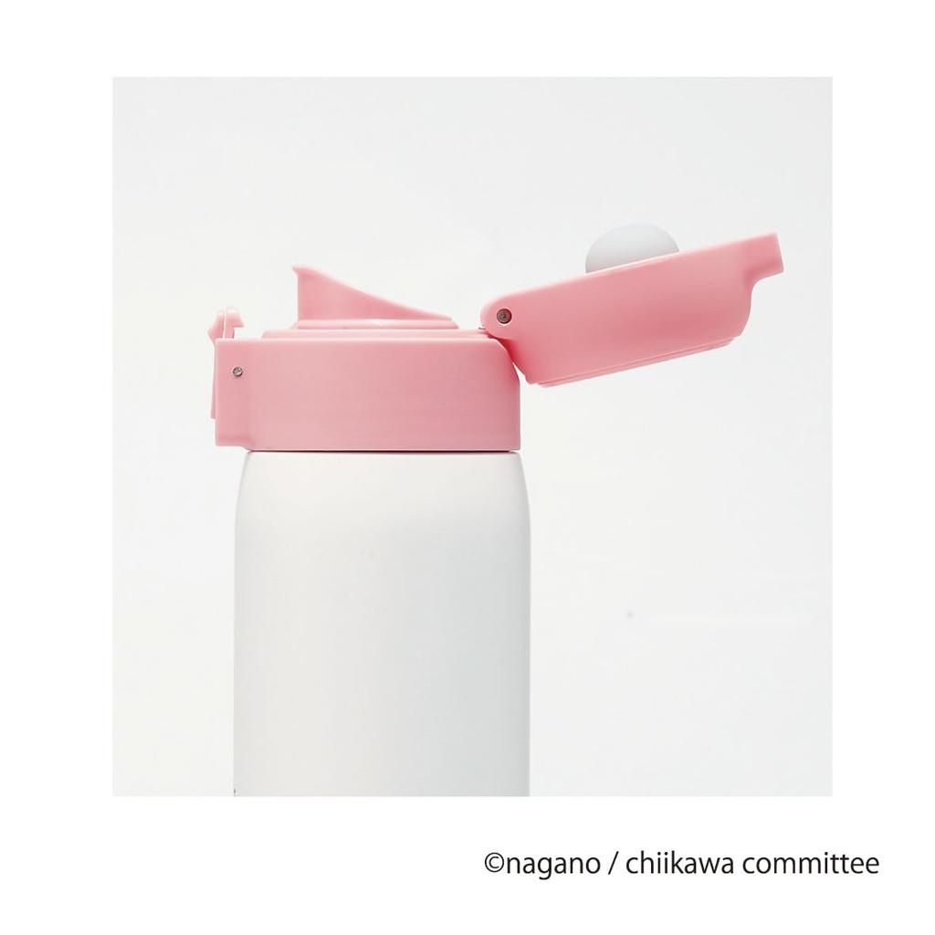 Skater STOT5-A 480ml Stainless Steel Water Bottle with One-Touch Opening, Insulated for Hot and Cold Drinks, Chiikawa