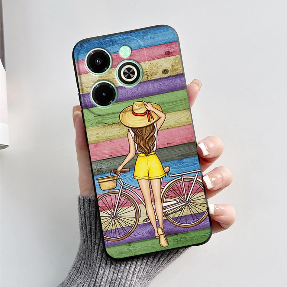 Чехол для Infinix Hot 40i Hot40i Модный Мраморный Черный Силиконовый Мягкий Чехол для Телефона Для Infinix Hot 40i 40 i X6528B Задняя Крышка Fundas