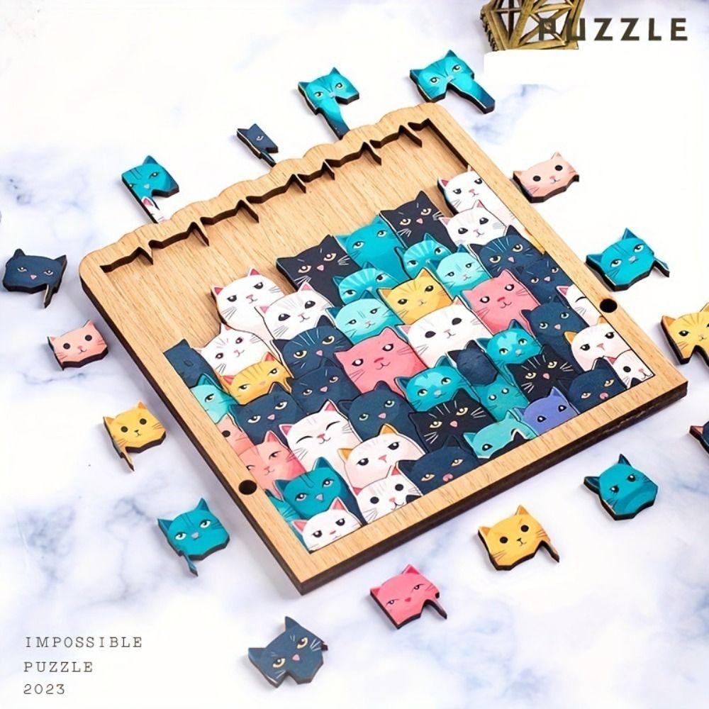 Special-shaped Cat Puzzles High Challenge Cat Jigsaw Creative Wooden Puzzles  Cat Lovers
