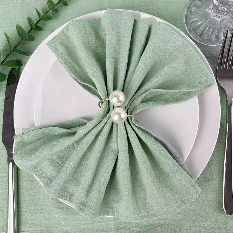 50 шт. Салфетки 100% хлопок Обеденные салфетки 30x45 см Шалфейно-зеленые Рустикальные Салфетки Для Свадебной Вечеринки Детского праздника Декор Стола