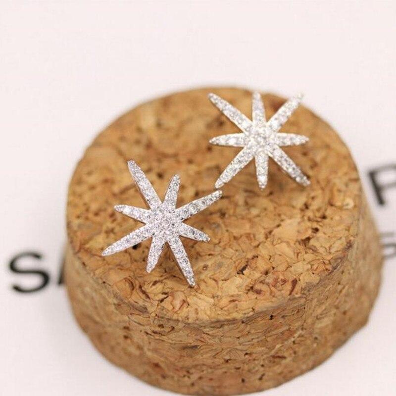 925 Sterling Silver Jewelry Temperament Fashion Micro-inlaid Zircon Crystal Accessories Female Personality Stud Earrings E105