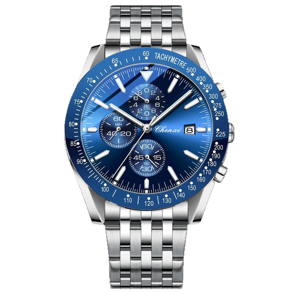 CHENXI Men's Multifunctional Sports Chronograph with Luminous Steel Band - Quartz Watch