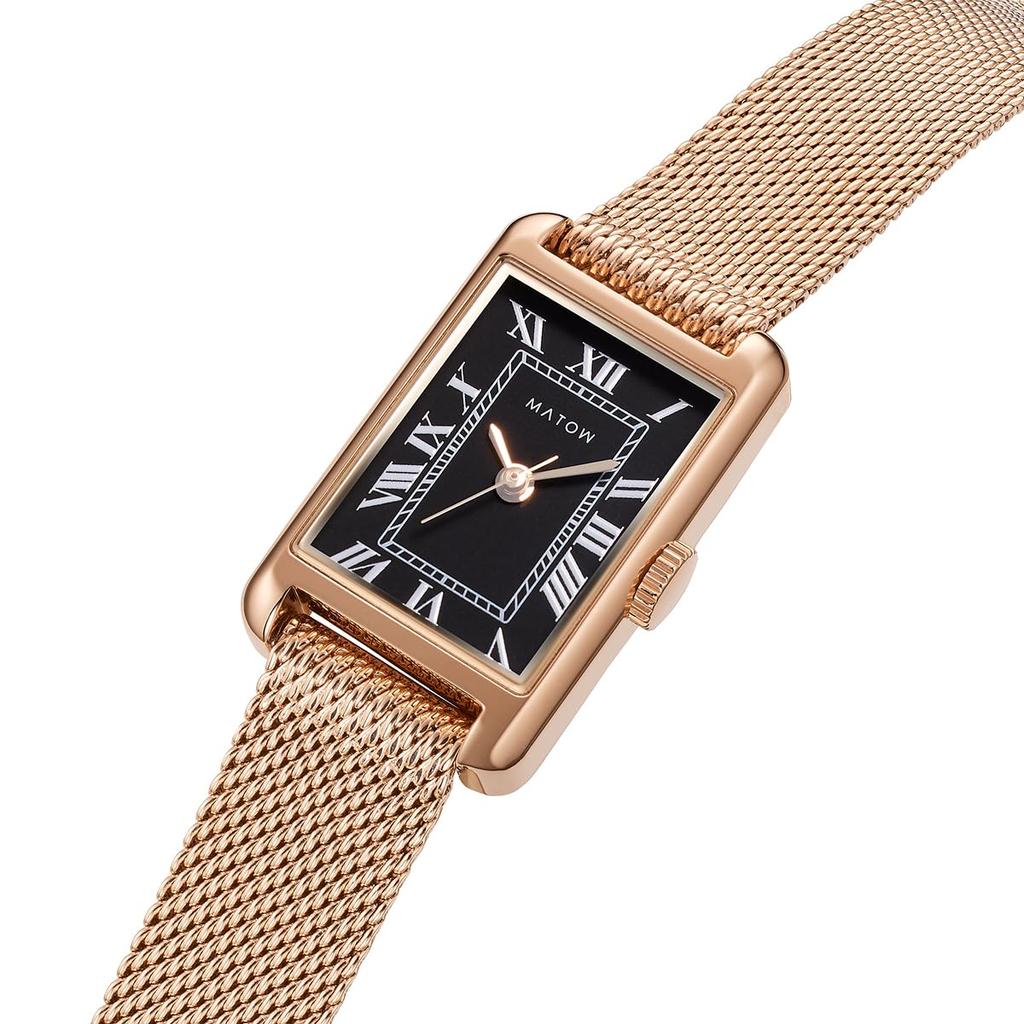 Авторизованный дистрибьютор часов Matow женские mw004006 Noir Квадратные Розовое золото Сетчатый ремешок [MATOW] [Tsuki Oborozuki]