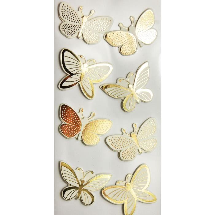 3D Stickers - Topper - Butterflies - Golden - 8 Pieces - Exclusive Design