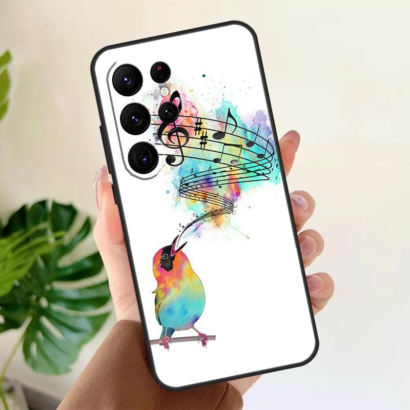 Мягкий чехол с музыкальными нотами для Samsung Galaxy S25 S21 S22 S23 S24 Ultra S9 S10 Plus S20 FE S24 FE