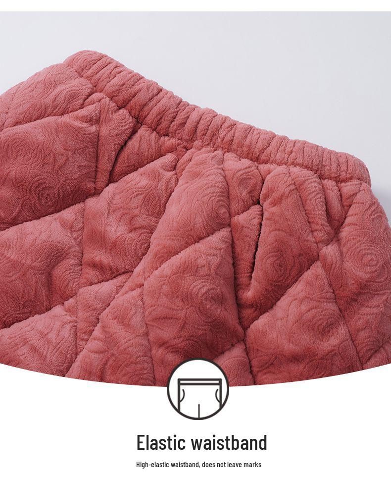 Женская зимняя стеганая пижама из кораллового флиса - Теплый фланелевый комплект для дома для мам среднего и пожилого возраста