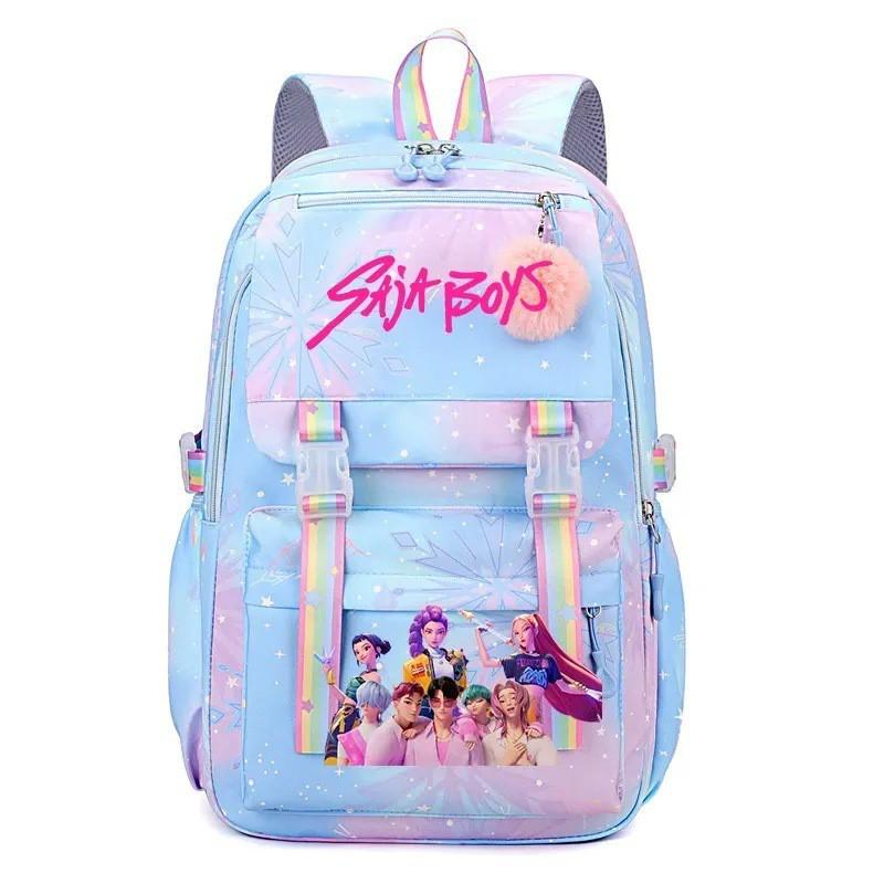 K-Pop Inspired Lightweight School Backpack Girls Large Capacity Nylon Daypack With Zippered Interior Compartment
