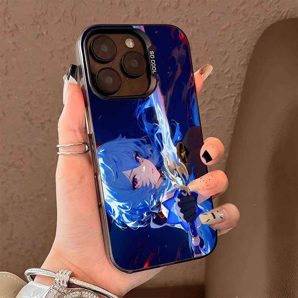 Чехол для телефона Ganyu Genshin Impact для iPhone 17 17Air 16 15 14 13 12 11 Pro Max Plus Цветной Серебристый