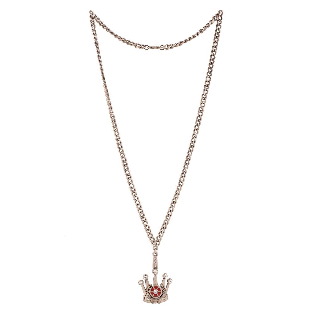 Женское дизайнерское ожерелье-подвеска Estele с оловянной оксидированной короной и белыми кристаллами