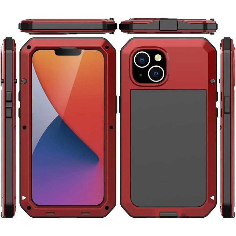 Сверхмощный металлический чехол для телефона IPhone 15 14 13 12 11 Pro Max XS XR 8 7 Plus противоударный защитный чехол Защитная пленка для экрана