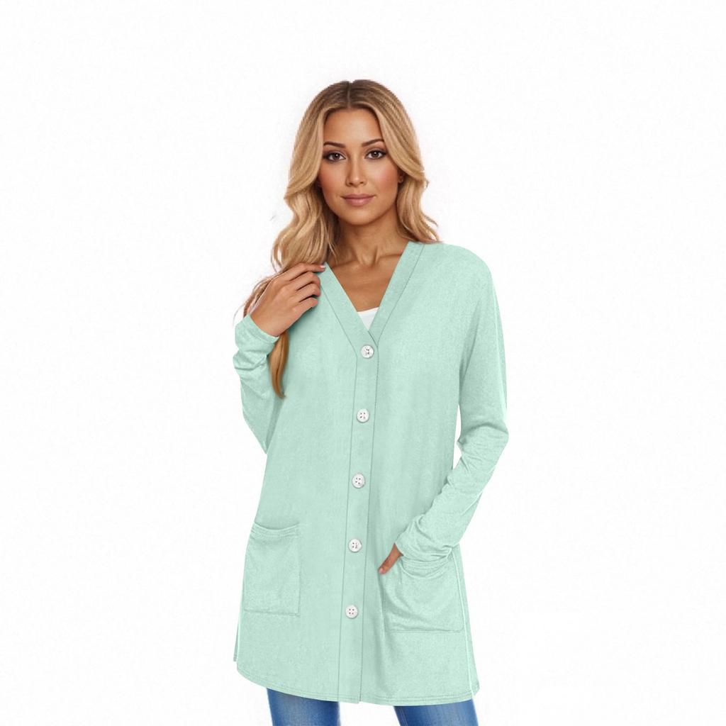 Women's Long Sleeve Cardigan Casual Jacket With Pockets Top