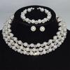 Bridal Wedding Pearl Rhinestone Bundle Neck Chain Collar Bracelet Stud Earrings Three-piece Amazon Claw Chain Set