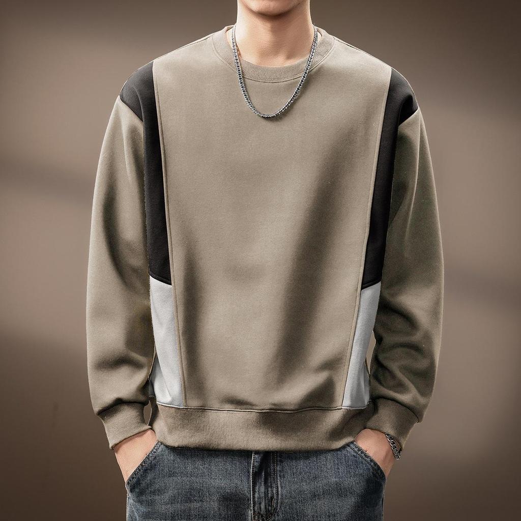 High-End Men's Retro Color Block Patchwork Heavyweight Hoodie, Autumn Arrival