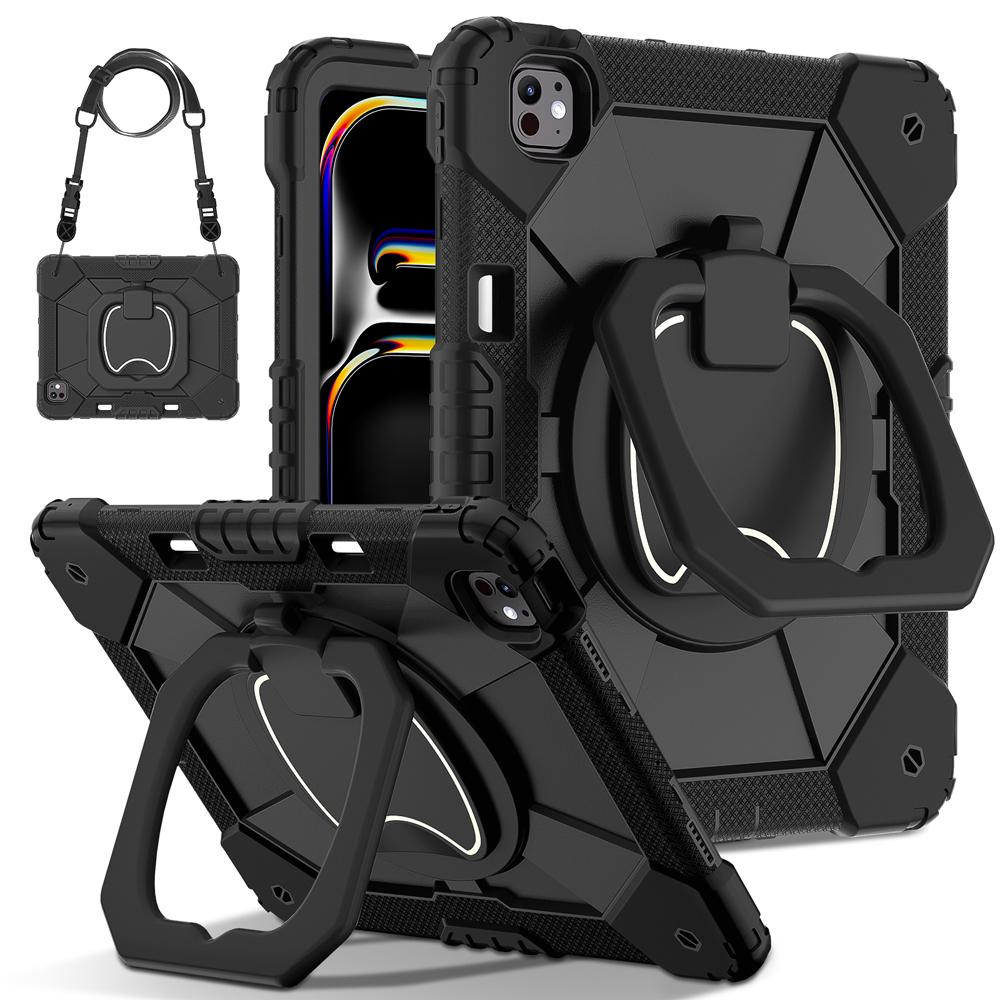 Portable Kids Tablet Cases for IPad Air13/Pro13 Pro Air 13 2026/2025 M5/M4/M3/M2 Case Cover Rotating Stand PC+Silicone Shell