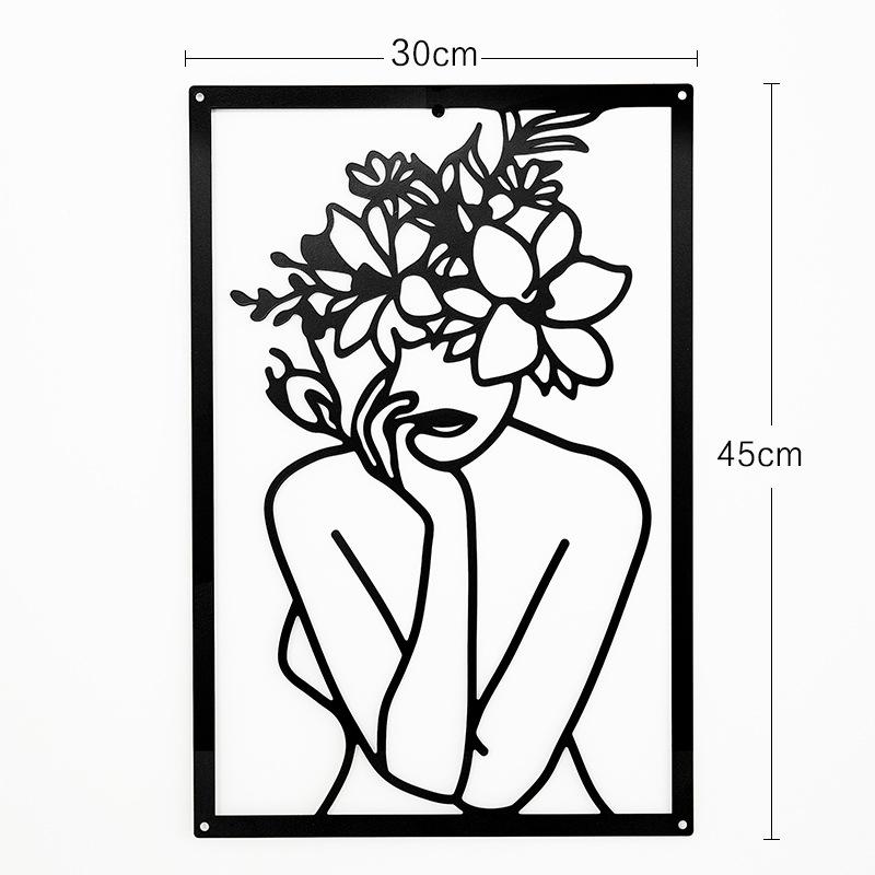 Metal Wall Painting Iron Wall Hanging Decoration Nordic Woman Silhouette Home Decor Macrame Wall Ledges Living Room Decor Gift