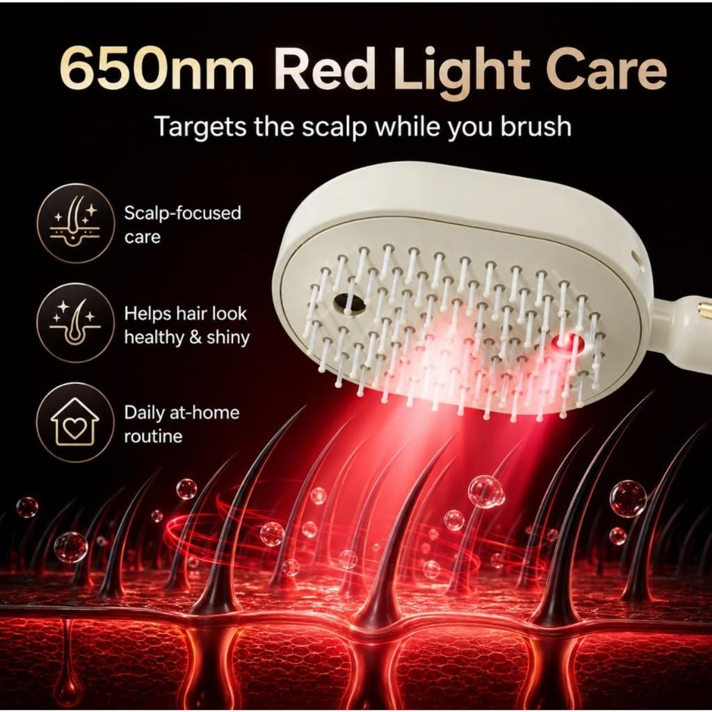 Electric Spray Massage Comb, 3-in-1 Misting Hair Brush with Scalp Massage, Rechargeable Steam Brush with Retractable Bristles, Anti-Static Detanglin