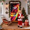Санта Накладка на входную дверь 3x6 футов УФ Флуоресцентное Рождественское украшение Декор для крыльца Баннер-фон для гаража Крыльцо Вход Улица