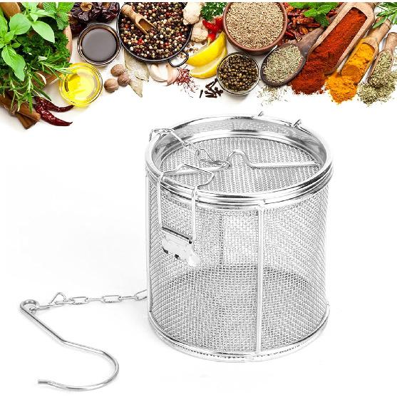 Seasoning Strainer Large Stainless Steel Tea Infuser, sieve fine mesh with Extended Chain Hook for Brew Loose Leaf Tea, Seasonings Cooking, Ice Cube